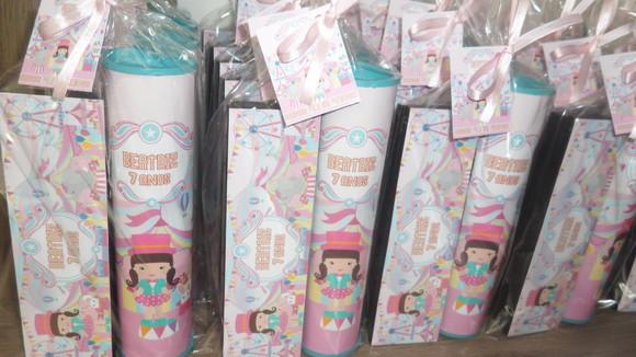 Kit Domino e Pega Varetas Personalizados Tema Circo Rosa