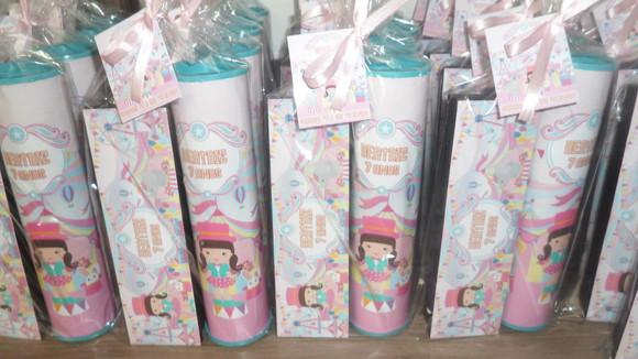 Kit Domino e Pega Varetas Personalizados Tema Circo Rosa