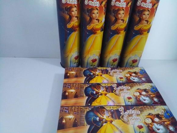 Kit Domino e Pega Varetas Tema Bela e a Fera