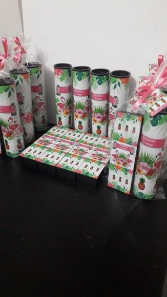 Kit Domino e Pega Varetas Tema Flamingo