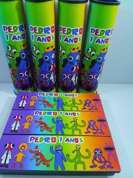 Kit Domino e Pega Varetas Tema Rainbow Monsters