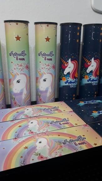 Kit Domino e Pega Varetas Tema Unicornio