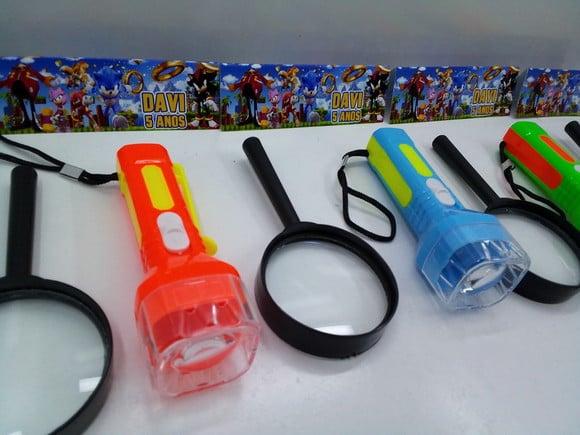 Kit Lanterna e Lupa Personalizado com Tema Sonic