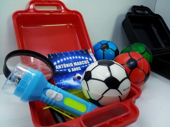 Kit Maletinha+lanterna+lupa+bloquinho+lápis+bolinha Futebol