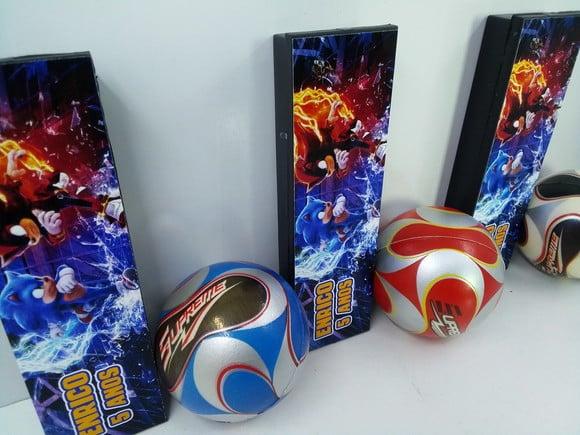 Kit Mini Bola 6x6cm Cores Sortidas + Domino Tema Sonic