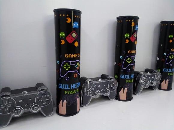 Kit Pega Vareta + Mini Baleiro Controle Game Tema Video Game