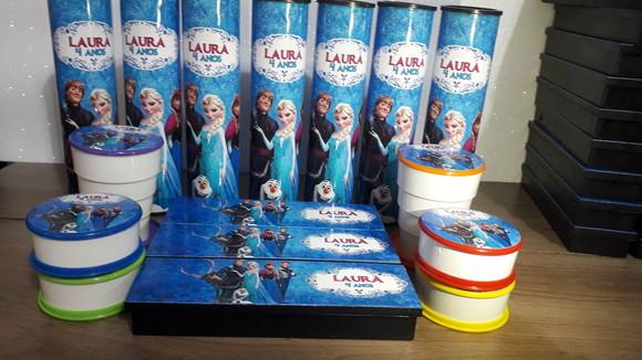 Kit Pega Varetas + Domino + Copo Retratil Frozen