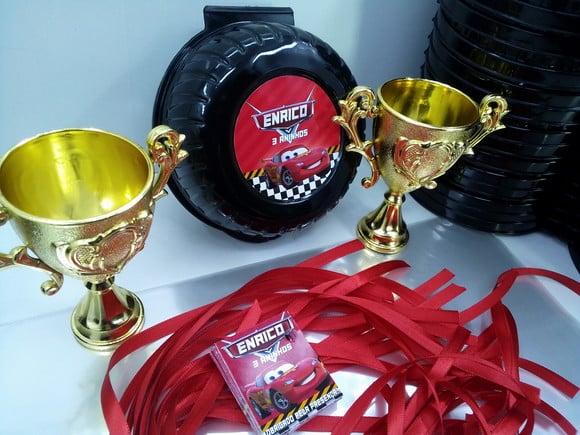 Kit Pote Roda + Mini Taça Tema Carros