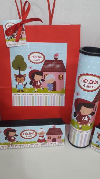 Kit Sacolinha + Domino + Pega Varetas Tema Chapeuzinho