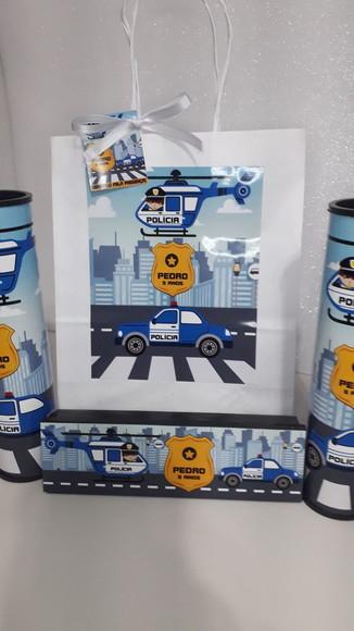 Kit Sacolinha + Domino + Pega Varetas Tema Policial