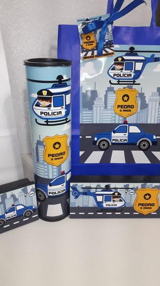 Kit Sacolinha + Domino + Pega Varetas Tema Policial