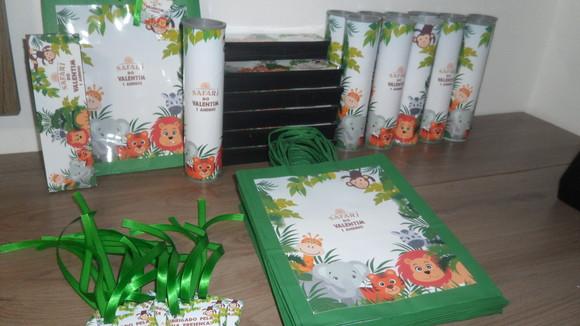Kit Sacolinha + Domino + Pega Varetas Tema Safari