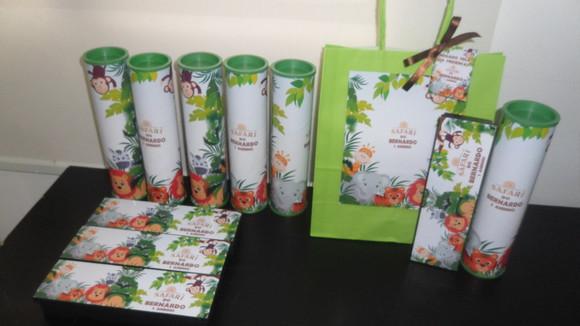 Kit Sacolinha + Domino + Pega Varetas Tema Safari