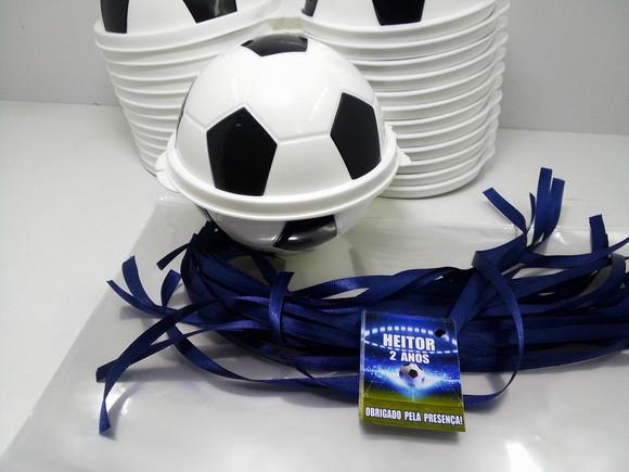 Pote Bola de Futebol 380,0 ml + Saquinho + Tag + Fita Cetim