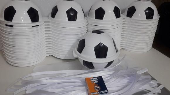 Pote Bola de Futebol 380,0 ml + Saquinho + Tag + Fita Cetim