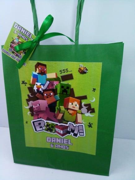 Sacolinha Personalizadas Medida 17cm x 8cm x 21cm Minecraft