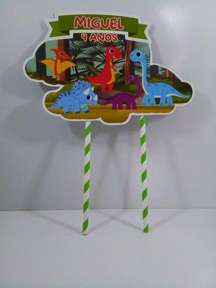 Topo de Bolo Personalizado Tema Dinossauros