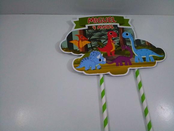 Topo de Bolo Personalizado Tema Dinossauros