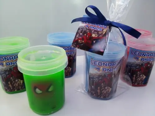 Amoeba Surpresa com Saquinho Tag e Fita Cetim Homem Aranha