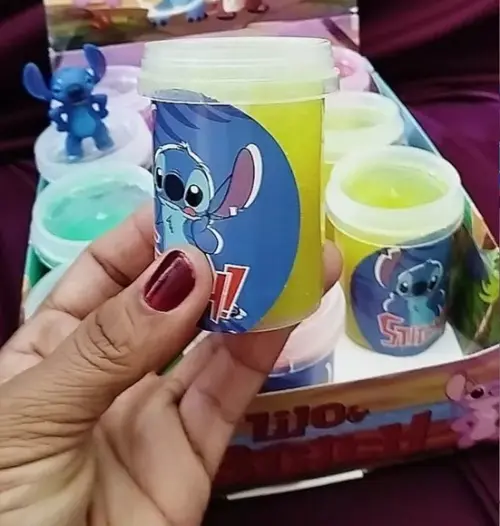 Amoeba Surpresa com Saquinho Tag e Fita Cetim Stitch