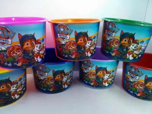 Balde de Pipoca Várias Cores de 1,5l Tema Patrulha Canina