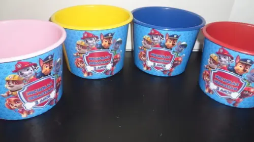 Balde de Pipoca Várias Cores de 1,5l Tema Patrulha Canina