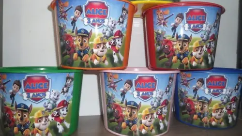 Balde de Pipoca Várias Cores de 1,5l Tema Patrulha Canina