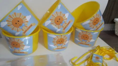 Balde de Pipoca Várias Cores de 1,5l Tema Raio de Sol