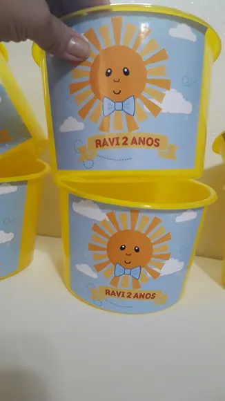 Balde de Pipoca Várias Cores de 1,5l Tema Raio de Sol
