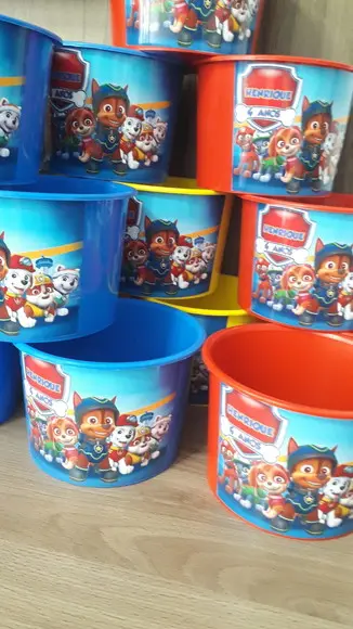 Balde de Pipoca Várias Cores de 1,5l Tema Patrulha Canina