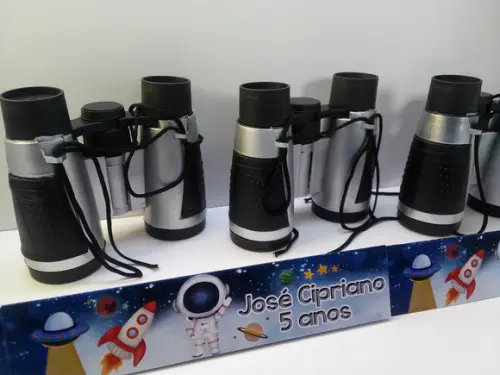 Binoculo Cor Prata com Detalhes em Preto Tema Astronauta