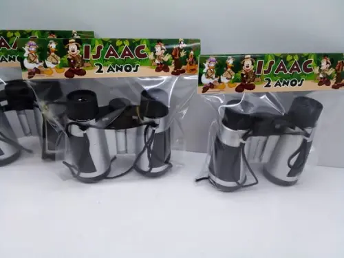 Binoculo Cor Prata com Detalhes em Preto Tema Mickey Safari