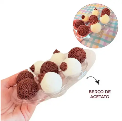Caixa Acrílica Orelhas de Coelho para 8 Docinhos 23,5x13cm