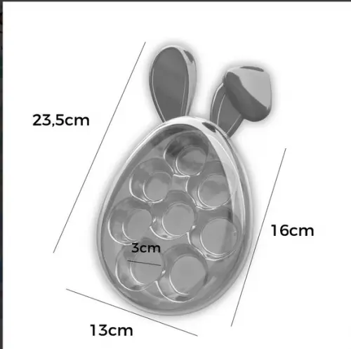 Caixa Acrílica Orelhas de Coelho para 8 Docinhos 23,5x13cm