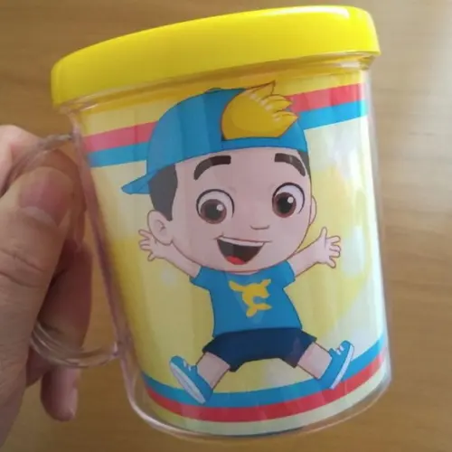 Caneca Acrílica com Imagem Colorir + Giz de Cera