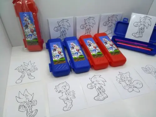 Canetinha Hidrografica com 6 Cores + Desenhos Sonic