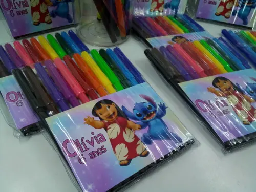 Canetinha Hidrografica com 12 Cores Tema Lilo e Stitch