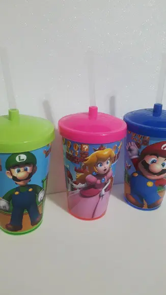 Copo Acrílico Personalizado com Canudo 500ml Mario Bros