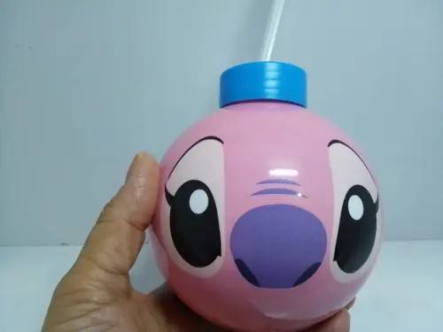 Copo Redondo Stitch com Canudo 450ml