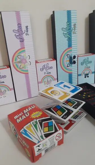 Domino Personalizado + Mini Mau Mau Tema Unicórnio