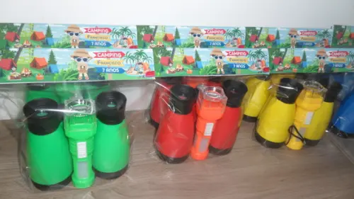Kit Acampamento Binoculo Colorido + Lanterna