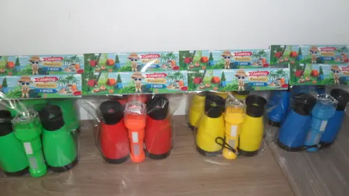 Kit Acampamento Binoculo Colorido + Lanterna