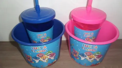 Kit Balde de Pipoca 1,5l + Copo com Tampa e Canudo 500 ml