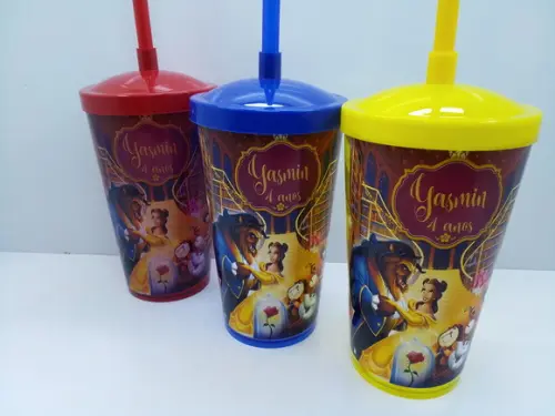 Kit Balde de Pipoca 1,5l + Copo com Tampa e Canudo 500ml