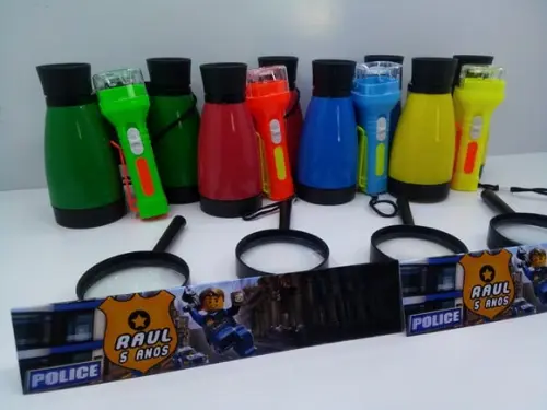 Kit Binoculo + Lanterna + Lupa Personalizado Lego Policial