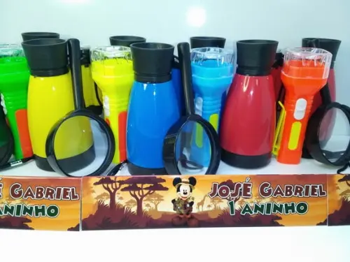 Kit Binoculo + Lanterna + Lupa Personalizado Mickey Safari