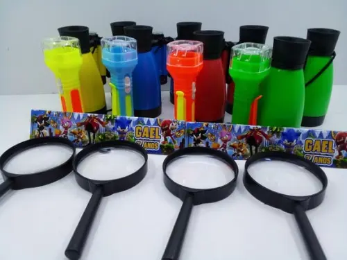 Kit Binoculo + Lanterna + Lupa Personalizado Tema Sonic