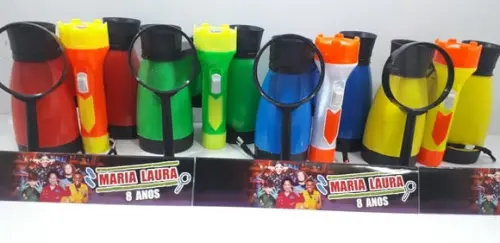 Kit Binoculo + Lanterna Colorida + Lupa Tema Dpa