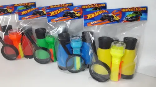Kit Binoculo + Lanterna Colorida + Lupa Tema Hot Wheels