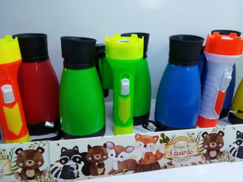 Kit Binoculo + Lanterna Tema Bosque